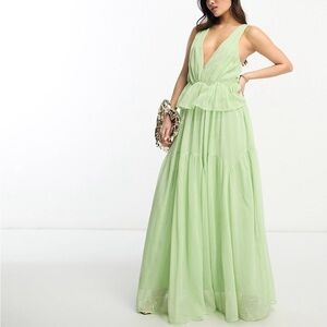 ASOS Light Green Plunge Maxi Dress